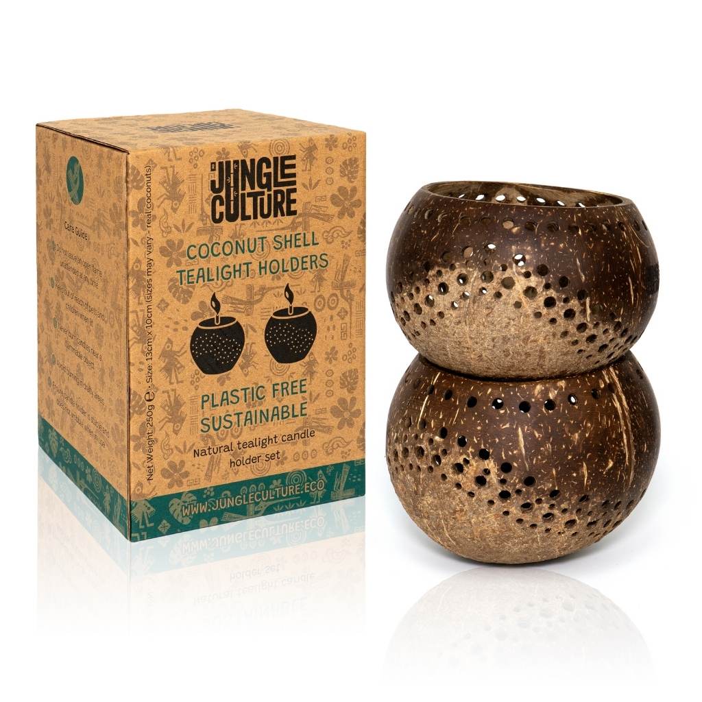 Coconut Shell Tea light Holder Set image 3