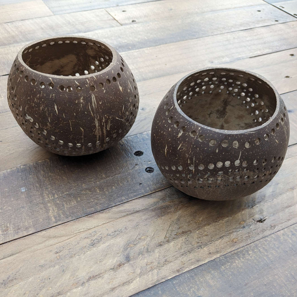 Coconut Shell Tea light Holder Set image 0